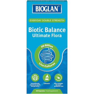 Bioglan Biotic Balance Ultimate Flora | 20 Billion | CFU | 6 Strains | Live Bacteria | 30 Capsules