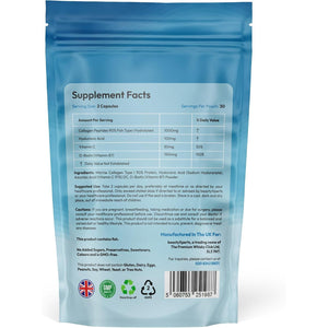 Marine Collagen Capsules | with Biotin, Hyaluronic Acid & Vitamin C | High Strength Pure Collagen Peptides Supplements for Women and Men | 60 Capsules (Not Tablets or Powder)