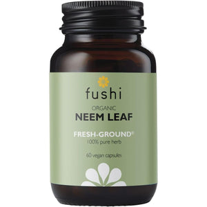 Fushi Organic Neem Leaf Capsules, 60 Caps | Fresh-Ground Whole Food | Detoxifying Properties | Cleansing Herb, Purify Both inside & outside Body | Ethical & Vegan | Made in the UK