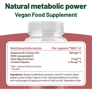Berberine High Strength 1500Mg - Berberine Supplement with Black Pepper, 60 Capsules 2 Months Supply - Weight Management, Heart Health and Blood Sugar Control, Made in the UK (60 Capsules)