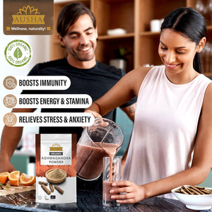 Ausha Organic Ashwagandha Powder 500G | High Strength - UK Certified Organic by Soil Association - for Stress and Anxiety Relief, Energy, Sleep Aid - Whole Ashwagandha Root Used