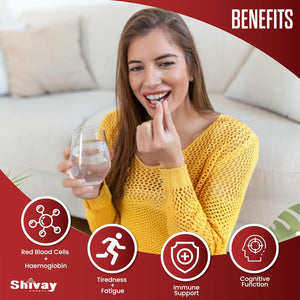 Iron 14Mg Tablets | 180 Vegan Tablets - 6 Month Supply | High Strength Ferrous Fumarate Supplement | for Tiredness & Fatigue | Made in the UK by Shivay Herbals