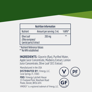 Vimergy Olive Leaf Extract, 57 Servings - Pure Olive Leaf Liquid Drops - Supports Immune and Cardiovascular Health - Gluten-Free, Non-Gmo, Vegan & Paleo Friendly (115 Ml)