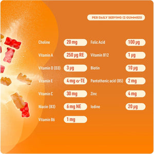 Kids Multivitamin Gummies with Zinc, Vitamin C & Vitamin D - Vitamins for Kids Aged 3+ - Zinc for Immune System - Kids Vitamins (60 Gummies)