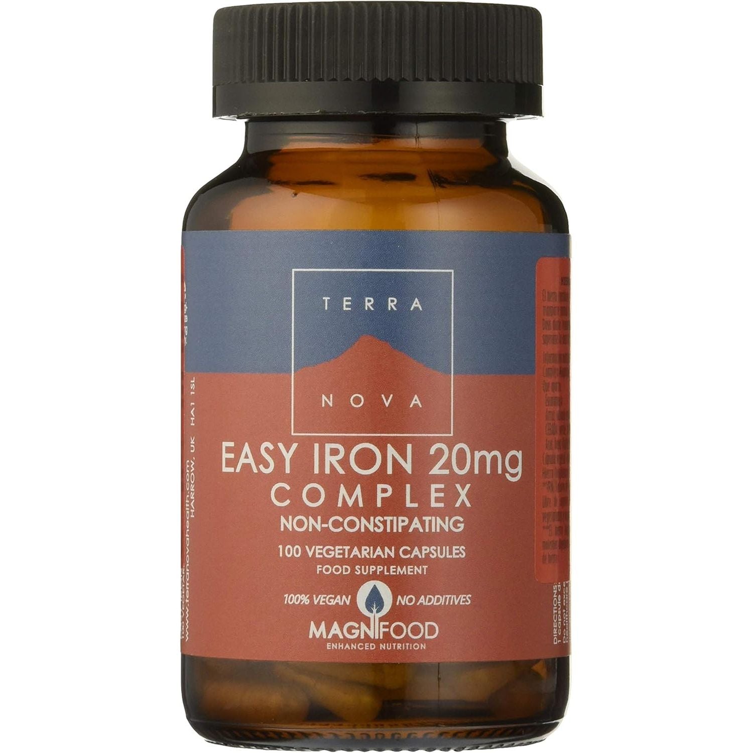 Terranova Easy Iron 20Mg Complex Non Constipating 100 Veg Capsules