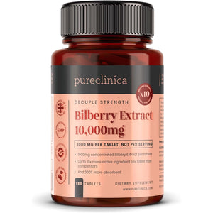 Bilberry Extract 10,000Mg X 180 Tablets - 6 Months Supply - 10 X More Anthocyanidins
