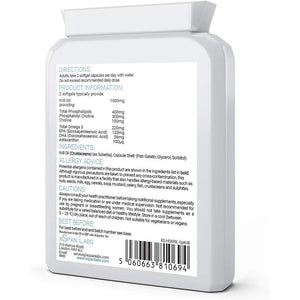 Antarctic Krill Oil 500Mg 60 Capsules - 100% Pure Cold Pressed Superba™ Krill Antarctic Eco Harvested – Reflux Free Source of Omega 3 EPA & DHA Lipids, Phospholipids, Choline and Astaxanthin