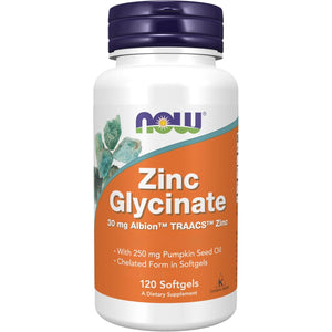 Now Foods, Zinc Glycinate, 30Mg, Depot, High Dose, 1 Capsule Every 2 Days, with Pumpkin Seed Oil, 120 Capsules, Gluten Free, Soy Free, Non-Gmo
