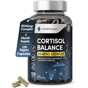Cortisol Blend 6540Mg, Cortisol Reducing and Hormonal Harmony with Ashwagandha, Rhodiola Rosea, Magnesium, L-Theanine & L-Tyrosine - Cortisol Lowering Supplements – 120 Capsules by Healthessent