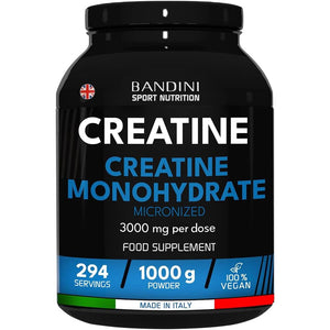 Bandini® Creatine Monohydrate Powder 1Kg/1000G | Pure Creatin Micronised | Improve Training, Sport, Gym, Pre Workout, Physical Performance and Recovery | Muscle Power & Strength | 100% Vegan | Non-Gmo
