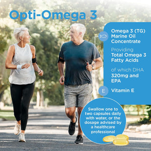 Healthspan Opti-Omega 3 with anti Reflux Technology (2 Months' Supply) | Optimal Absorption Omega 3 Fish Oil to Support Your Brain, Eye & Heart Health | 750Mg Omega 3 Fatty Acids per Capsule