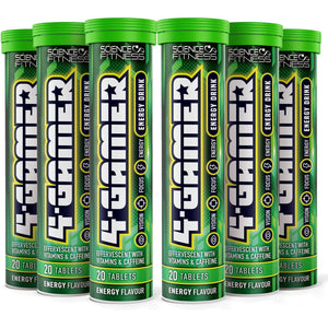 Gaming Supplement 4Gamer- Stimulants for Energy, Focus & Vision - Nootropic Brain Booster with Caffiene, Taurine & Vitamins (6 Tubes)