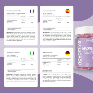 Magnesium Gummies – 1636 Mg Magnesium Citrate Providing 180Mg of MG - Sugar Free - Vegan – 1 Month Supply - Gluten Free - Chewable Supplements – Made by Novomins