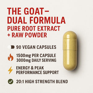 The Goat – Dual Formula Hgoat Capsule 3000MG | High Strength 20:1 Blend for Energy & Peak Performance – 90 Vegan Capsules – No Fillers, Lab Tested, UK Made