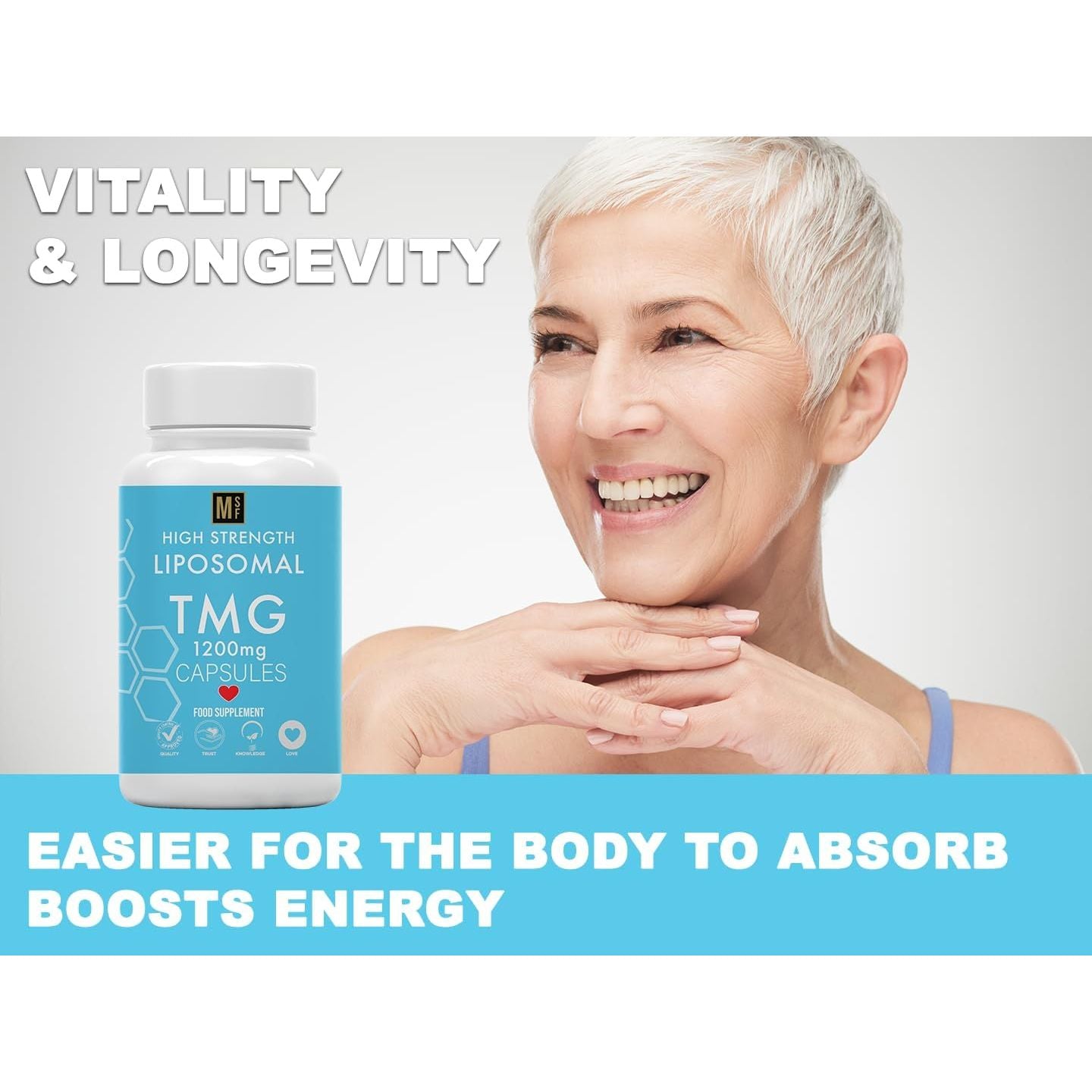 TMG 120 Capsules (1200Mg) 99% Pure Trimethylglycine Supplement as Betaine | High Strength 1-A-Day | 4 Months Supply | Liver Heart Health | Liposomal Delivery for Max Absorption, Longevity, Vegan