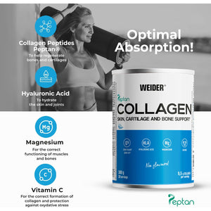 Weider Collagen. with Hyaluronic Acid, Magnesium and Vitamin C. 100% Peptan. Zero Fat. Sugar Zero. Keto.