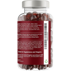 Iron and Vitamin C Gummies for Kids & Adults | 7Mg Gentle Iron, 20Mg Vitamin C Chewable | Vegan Natural Cherry Flavour | 2 Month Supply