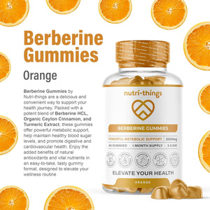 Berberine Gummies with Ceylon Cinnamon & Turmeric – High Strength Berberine HCL Supplement for Metabolic Support, Blood Sugar Balance – Vegan & Gluten-Free – 60 Gummies