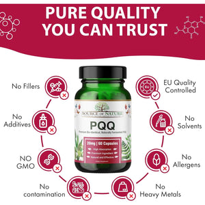 Source of Nature® | 20Mg PQQ | 60 Capsules | 2 Month Supply | Premium Bio-Identical Pyrroloquinoline Quinone| High Dose | No Unwanted Additives | Made in DK | 3Rd Party Tested