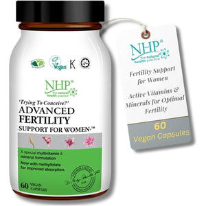 NHP Advanced Fertility Support for Women - Nutrients for Conception, IVF Support & Pregnancy, Scientifically Formulated with Active Vitamins & Minerals for Optimal Fertility Health 60 Vegan Capsules
