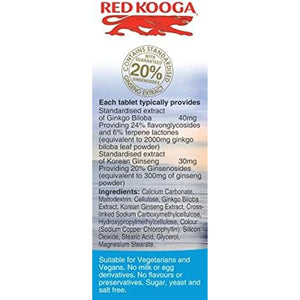 Red Kooga Ginseng Multivitamins and Minerals, with Vitamins B2, B6 and 12 and Niacin, Zinc and Iron, Pack of 32 Tablets