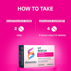 Elements UT Rescue - Supplement for Urinary Tract Support with D-Mannose Cranberry Extract and Birch Leaf Extract, UT and Bladder Health for Women and Men, Non-Gmo Gluten Free 60 Tablets