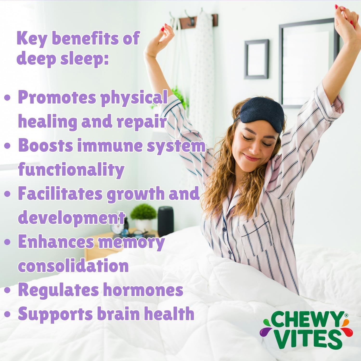 Chewy Vites Adult Night Support, 60 Non-Melatonin Gummies with 5-HTP, Magnesium, Theanine, Chamomile, Lavender, Herbal Night Time Gummies, 1 Months Supply, Berries Flavour