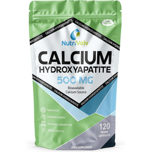 Calcium Hydroxyapatite | 120 Capsules | MCHA - Microcrystalline Hydroxyapatite | Healthy Bones & Teeth | 500Mg Elemental Calcium per 2 Capsule Dose | Most Bioavailable Form | by Nutrivolv