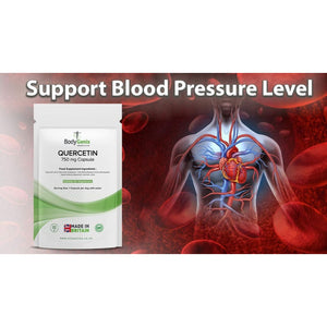 Bodygenix Quercetin 750Mg Capsules - Immune System Brain Cardiovascular Health Joints Support Energy Boost Natural Vegan Supplement - 30 Capsules 1 Month Supply