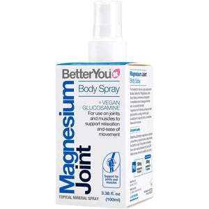 Betteryou Magnesium Joint Body Spray, Magnesium Chloride and Glucosamine, Effective Support for Joints and Muscles, Supports Relaxation, 100Ml Magnesum Oil Supplement