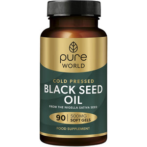 Pure World Natural Black Seed Oil 90 Piece Capsules Vegan Premium Cold Pressed Easy to Swallow Produced in UK