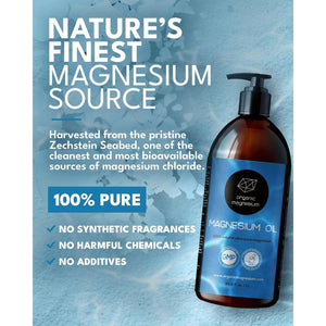 Magnesium Oil for Sleep 1000Ml - 100% Natural & Ultra Pure Magnesium Oil | Topical Organic Magnesium Foot Spray Refill Bottle for Restless Legs & Muscle Cramp Relief | from Ancient Zechstein Seabed