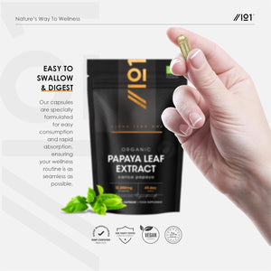 Organic Papaya Leaf Extract 12,000Mg - High Strength Carica Papaya Extract – 90 Vegan Capsules – Resealable and Recyclable Pouch by Alpha01