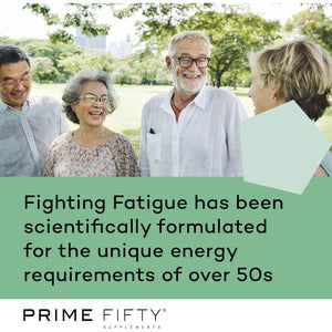 Prime Fifty Fighting Fatigue Supplement – 28 Day Supply – Energy Tablet with Vitamin B12, Magnesium & Iron for over 50S – Co-Enzyme & C, D & B Vitamin Tablets for Tiredness & Fatigue