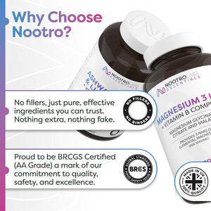 Nootro Labs Essentials Lion'S Mane Capsules (60 Servings), 10000Mg Lions Mane Supplement with Vitamin B Complex to Support Focus and Brain Function