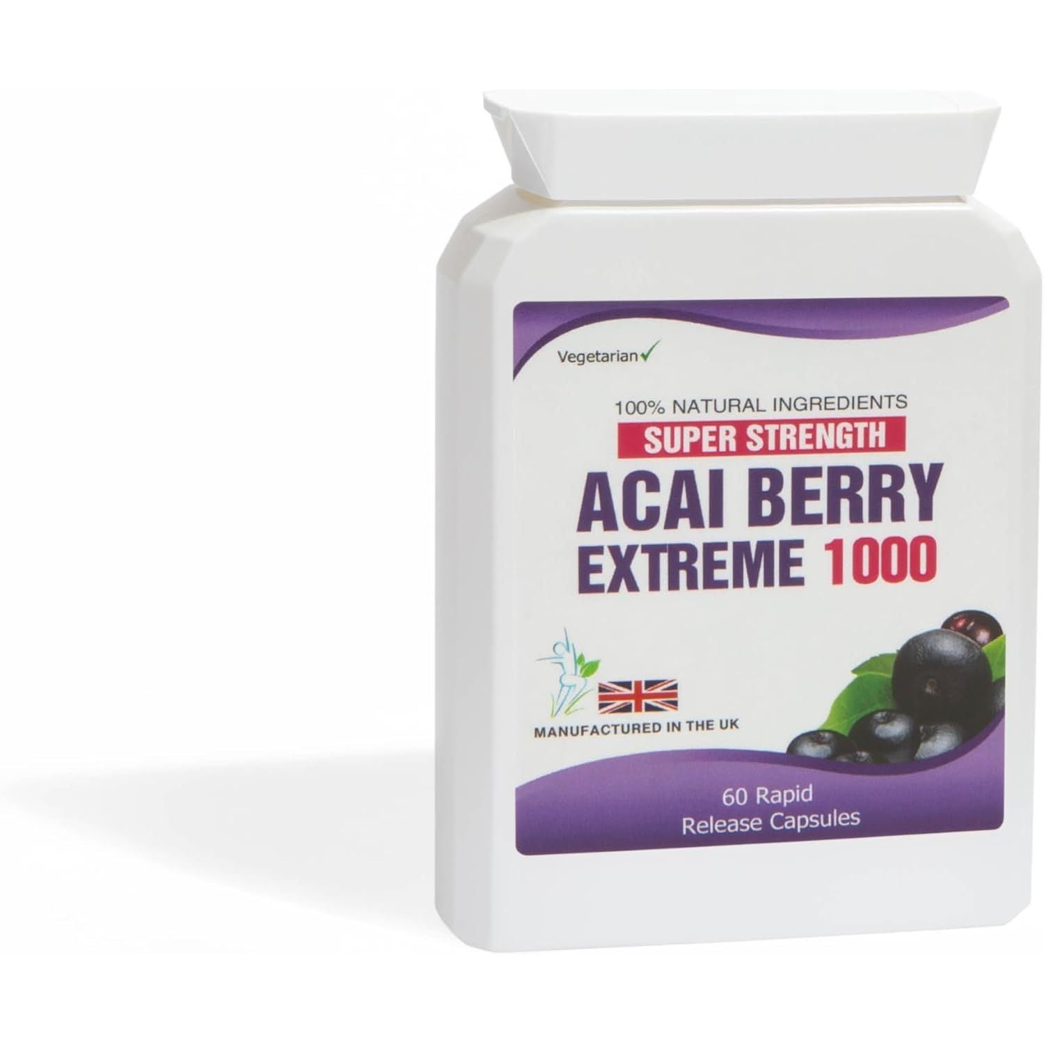 Acai Berry Extreme 1000 Pure Detox 60 Capsules Weight Management Supplement