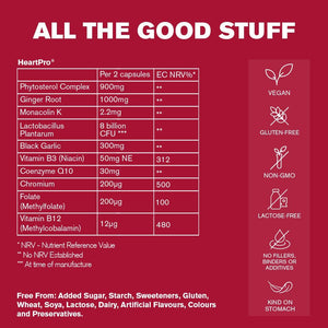 Heartpro Plant Sterols | 8 Billion Live Cultures | for Heart Health and Cholesterol | 60 Vegan Capsules | Two-A-Day | DR.VEGAN