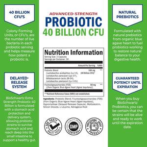 Probiotics for Gut Health 40 Billion CFU - Bloating Relief & Digestive Support Probiotics for Women & Men with Prebiotics Gut Health Supplements - High Potency, Shelf Stable, Non-Gmo, 60Ct