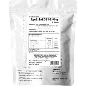 Ukhealthhouse Premium - Superba Pure Red Krill Oil Capsules - 500Mg X 180 - Extra High Strength