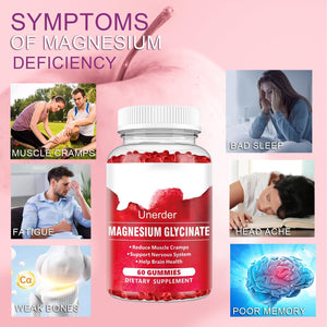 Magnesium Glycinate Gummies - 400Mg High Absorption Formula for Sleep, Stress Relief & Muscle Health - Apple Flavor, 30 Days Supply for Adults,Non-Gmo