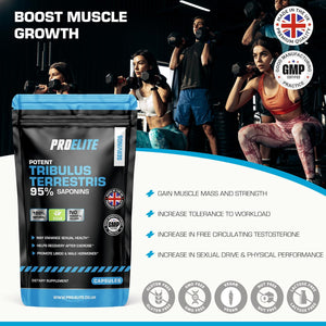Tribulus Terrestris Extract 8500Mg 180 Vegan Capsules 95% Saponins - Test Booster Pills Increase Testosterone for Muscle Growth, Strength Tribulus Terrestris Tablets Powder Alternative by PROELITE