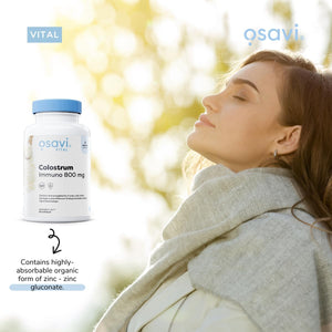 Osavi Colostrum Immuno 800Mg – 120 Capsules | Bovine Colostrum with 18% Immunoglobulins G and Highly Absorbable Zinc Gluconate