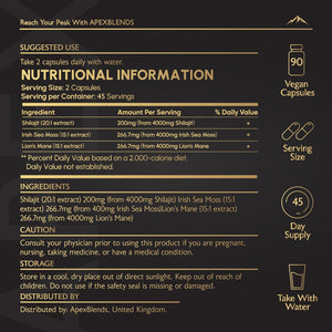 3-In-1 Shilajit, Seamoss and Lions Mane Capsules - High Strength 12000Mg Lion'S Mane Shilajit and Irish Sea Moss | Fulvic Acid, Organic Sea Moss | Supplements for Men and Women | 90 Vegan Capsules