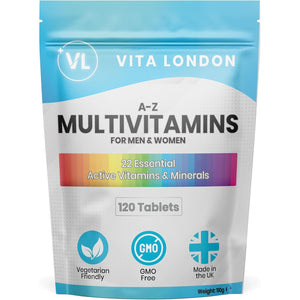Multivitamin Tablets for Women & Men | 22 Essential Active Multi Vitamins & Minerals | 4 Month Supply (Tablet, Not Powder or Multivitamins Capsule) | UK Made Supplements