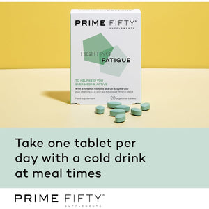 Prime Fifty Fighting Fatigue Supplement – 28 Day Supply – Energy Tablet with Vitamin B12, Magnesium & Iron for over 50S – Co-Enzyme & C, D & B Vitamin Tablets for Tiredness & Fatigue