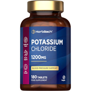 Potassium Supplement High Strength 1200Mg | 180 Vegan Tablets | 624Mg of Potassium & 564Mg of Chloride | Suitable for Vegans & Vegetarians | by Horbaach