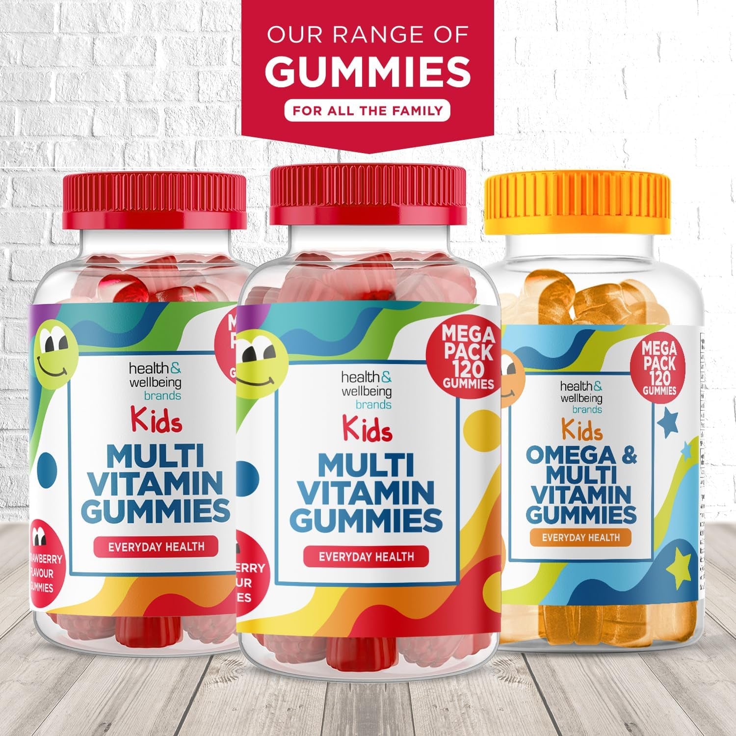 Multivitamin for Kids 120 Natural Strawberry Flavour Gummies - Contains 9 Essential Vitamins and Minerals Including Vitamin C D a & B Vitamins for Childrens