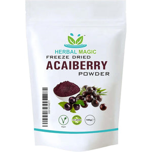 Herbal Magic'S Freeze Dried Acai Berry Powder - Wild-Harvested - Delicious Smoothies, Puddings and Dessert- Free from Fillers & Preservatives-100G (Pack of 1)