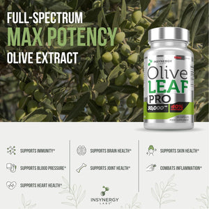 Olive Leaf Extract 30,000MG & 40% Oleuropein Wild Spanish Grown (Highest Dose on Amazon) Ultra-Premium Grade Olive Leaf Extract Capsules - Olive Leaf Supplement 90 Vegan Capsules