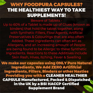 Foodpura 60 X Pure Garlic Capsules Recommended Daily Strength 1000Mg - Capsules Are the SAFEST Way to Take Any Supplement! HACCP Certified, Manufactured in the UK.